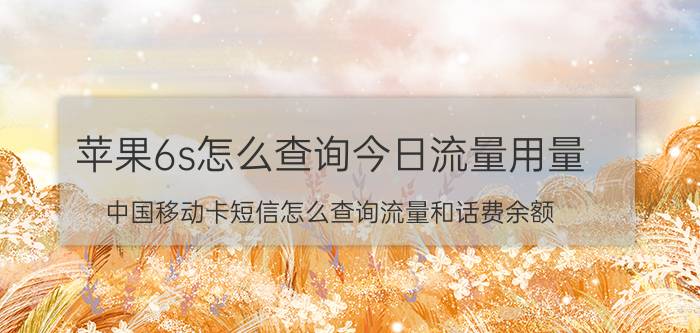 苹果6s怎么查询今日流量用量 中国移动卡短信怎么查询流量和话费余额？